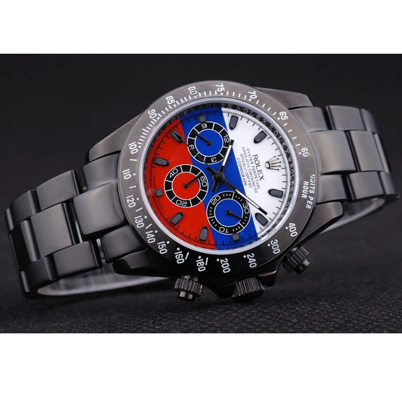 Rolex aaa copy Flag Bracelet Black Russian Cosmograph Daytona Dial Rolex 7472 0528